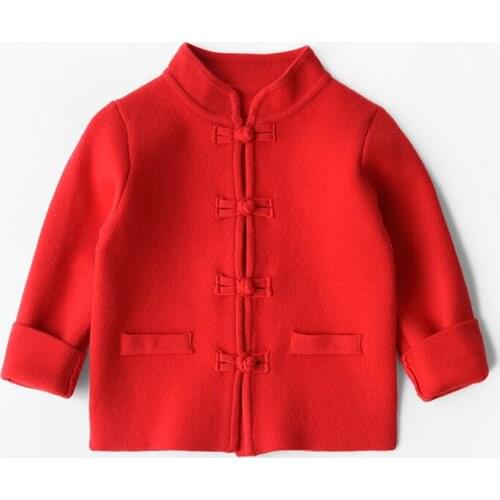 Chinese Style Baby Girls Coat Kids Long Sleeve Jackets For Boys Cardigans Children New Year Clothes Girls Knitted Coat