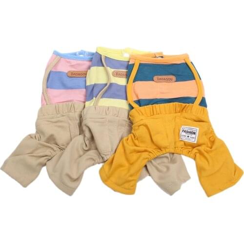 New Dog Cat Jumpsuit Romper Widthly Stripe design Cat Puppy Shirt Pants Spring/Summer Clothes 5 Sizes