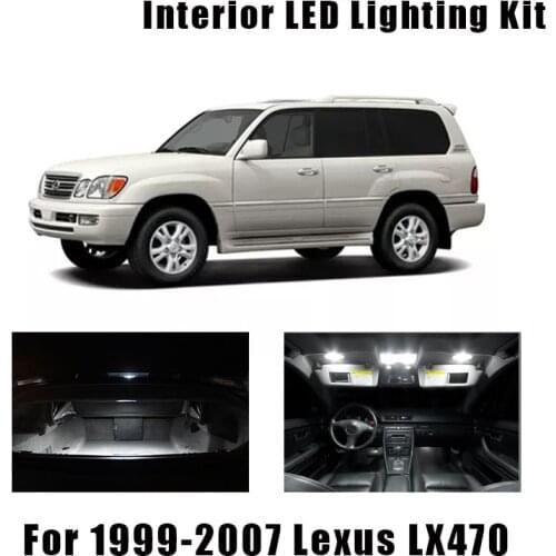 15pcs White Canbus LED Bulbs Interior Trunk Map Dome Light Kit For 1999-2005 2006 2007 Lexus LX470 License Plate Courtesy Lamp