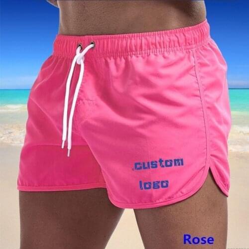 Custom Logo Summer Shorts Beachwear Swimming Drawstring Elastic Waistband Short Pants Quick-Drying Comfortable Breathable