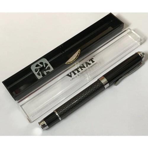 HOT Carbon Fiber Veins Ballpoint Pens Roller Ball Pen Medium Nib Rollerball Pen Nice Box Packing 0.5mm Black Refill