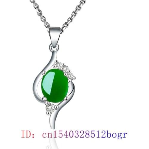 Jade Pendant 925 Silver Jewelry Fashion Chinese Gifts Charm Women Amulet Chalcedony Natural Hetian Necklace