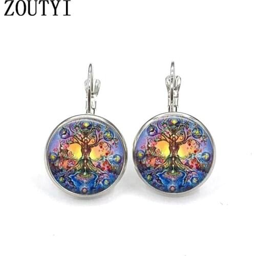 New/glamour classic world map photo pattern, convex glass inlay earrings, ladies wear earrings