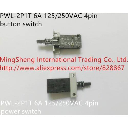 Original new 100% PWL-2P1T 6A 125/250VAC 4pin button switch power switch