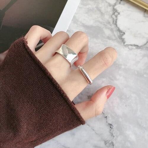Simple fashion jewelry with 925 sterling silver ring ins trendy index finger wide ring for female party gifts
