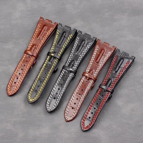 Watch accessories mens leather strap for AP 28mm outdoor sports and leisure waterproof strap ladies strap buckle