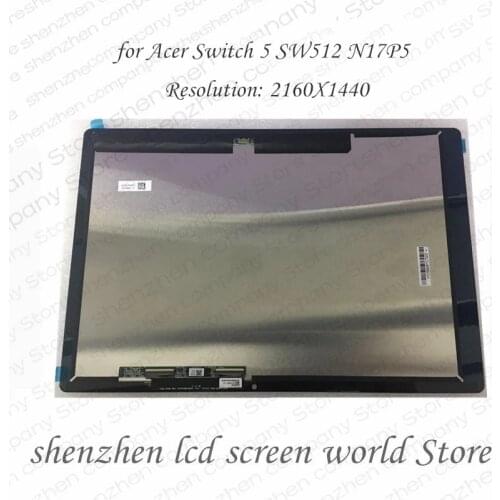 Original 12'' LCD assembly touch screen for Acer Switch 5 SW512 N17P5 qhd 2160X1440 digitized display 1 in 2 notebook panel