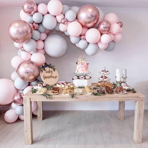 89pcs Pink Gray Pastel Balloons Garland Arch Rose Gold 4d Round Balloon For Baby Shower Wedding Birthday Party Decor Supplies