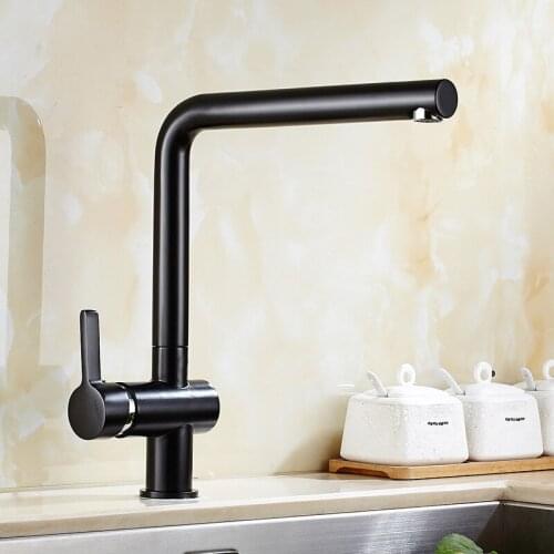 Kitchen Faucets Kitchen Sink Water Faucet 360 Rotate Swivel Faucet Mixer Single Holder Single Hole Oats/Black Brass Mixer Taps