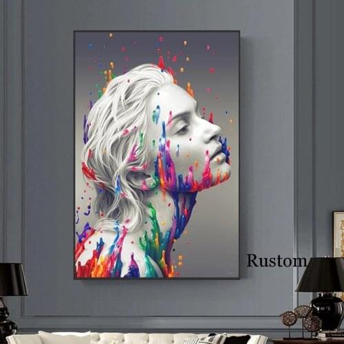Modern Fashion Graffiti Female Portrait Poster Big Picture Large Paintings for Interior Wall Art Prints for Home Room Decor