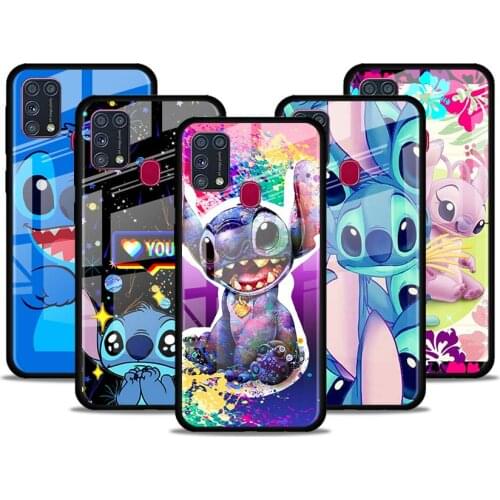 Stitch cartoon cute for Samsung Galaxy S21 Ultra A71 A51 4G 5G A91 A81 A41 A31 A21 A11 A01 Tempered Glass Phone Case