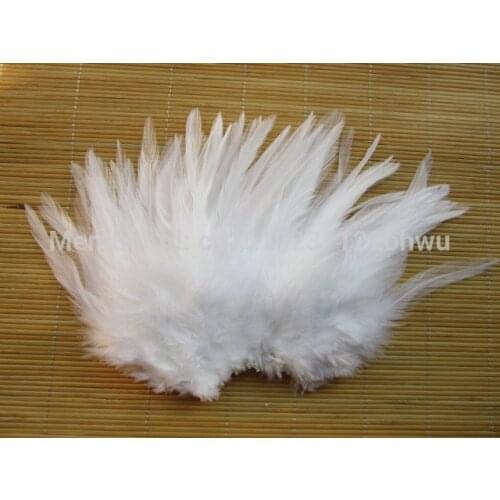 100Pcs 4-6 Inches 10-15 cm White Rooster Feather for Clothing Jewelry Hat Christmas Holiday Decorative Cock Feathers