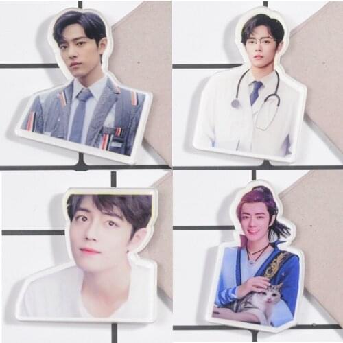 13 PCS Xiao Zhan Photos Mobile Phone Acrylic Patch Stickers China Male Artist Pop Music Singer Photo Picture Stickers