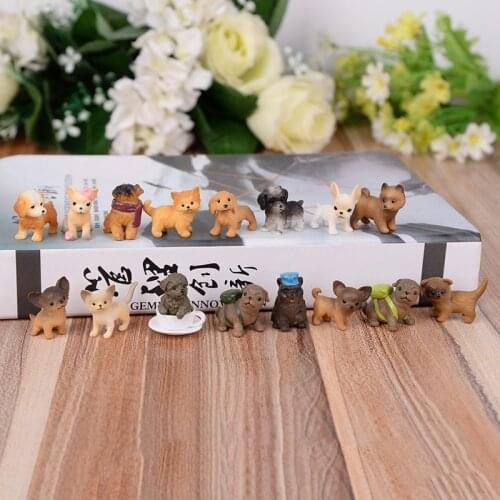 16pcs Cute dog animal model pvc Figurines Miniatures kawaii dog fairy garden miniatures kids gifts Home Decoration