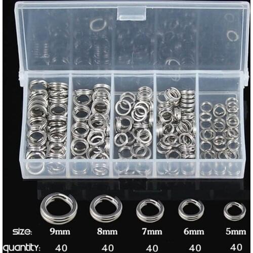 200Pcs/Box Stainless Steel Double Loops Fishing Ring For Spinner Fishing Lures 5mm-9mm For Pike Carp Fishing Tackle 2021