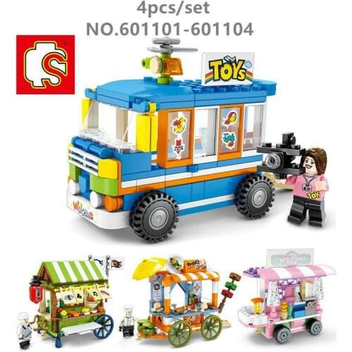 4boxes/set Sembo Blocks Kids Building Blocks Girls Toys DIY Puzzle Vending Cart 601101 601102 601103 601104 no box