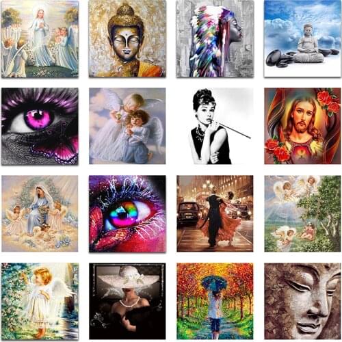 5D DIY Diamond painting Cross stitch religion Buddha Full Square Diamond embroidery portrait Full Round Diamond mosaic beauty