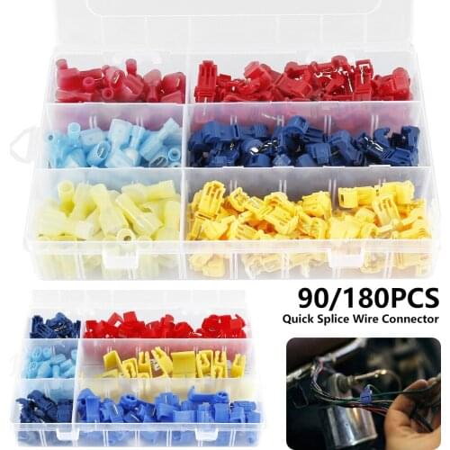 90pcs/180pcs Wire Connector Quick Electrical Cable Connectors Snap Splice Lock Wire Terminal Crimp Wire Connector AWG22-10