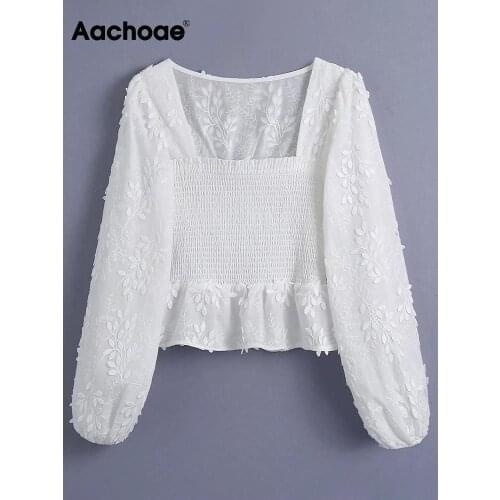 Блузки с цветами Aachoae China At AliExpress