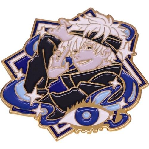 Anime Lovers Accessories Jujutsu Kaisen Gojo Satoru Blue Cartoon Metal Enamel Lapel Clothes Coats Backpack Bag Badge Brooch Pin