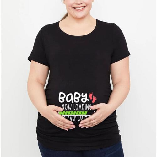 Pregnancy Announcement Shirt Baby Now Loading Pls Wait Cute Maternity Short Sleeve T Shirt New Mom TShirt Clothes