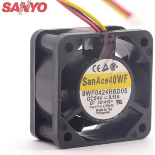 For Sanyo 9WF0424H6D05 4020 DC 24V 0.11A 3-P axial cooling fan waterproof