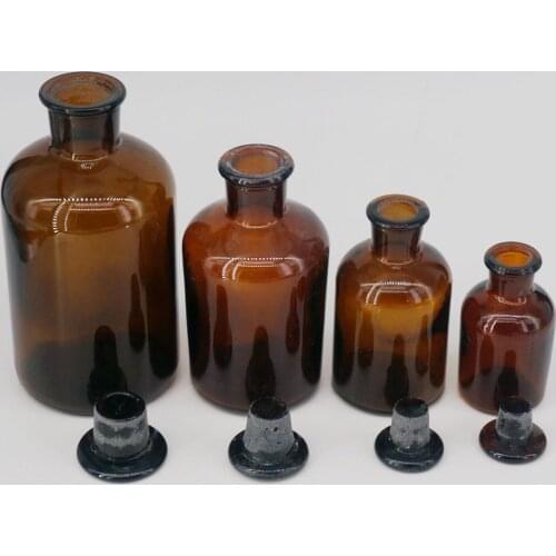 60/125/250/500/1000/2500mL Narrow Mouth Reagent Bottle Brown Amber Glass with Ground in Glass Stopper Laboratory Chemistry