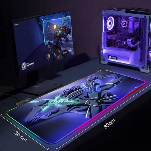 Anime Gaming RGB MousePad Large Locking Edge Speed Game Gamer LED Mouse Pad Soft Laptop Notebook Mat for Animation Sword realm