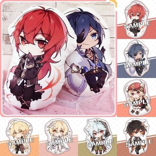 Game Genshin Impact Venti Diluc Kaeya Klee Aether Lumine Plush Stuffed Dolls Pillow Bed Cushion Toy Cosplay Xmas Gifts 40cm