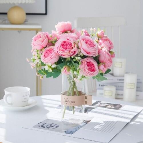 Artificial Flowers Silk Peonies White High Quality Bouquet Wedding Home Living Room Party Decoration Beautiful Fake Flowers