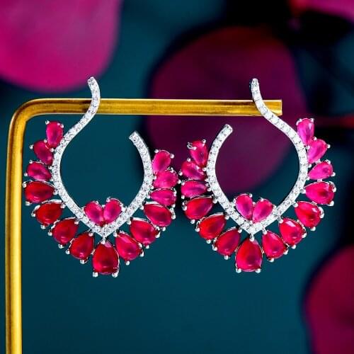 JIMBORA Gorgeous Trendy Cute Round Crystal Pendant Earrings For Women Girl Daily Fashion Wedding Bridal Jewelry High Quality New