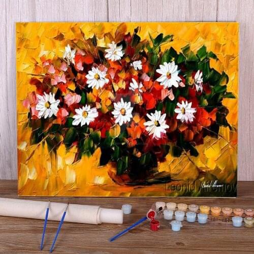 Oil Painting Style Flowers Painting By Numbers Package Oil Paints 50*70 Picture By Numbers Photo Handmade Crafts For Art