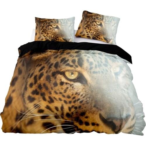Cheetah Face Pattern Duvet Cover Set With Pillowcase, 200x200 Quilt Cover, 264×228 Blanket Cover,Black King Size Bedding Set