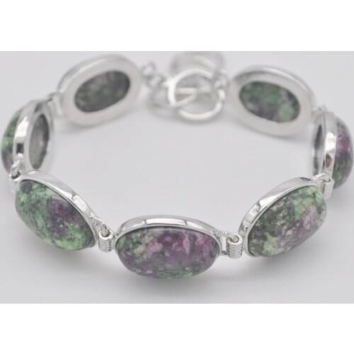 Red Green Zoisite Stone Beads Bracelet Bangle 8 Inch Jewelry For Woman Gift Making G060