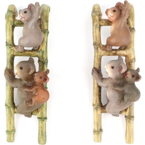 2pcs Creative Climbing Ladder Koala Flower Pot Hanging Decorative Resin Pendant Cup Edge Ornaments Micro Landscape Props Planter