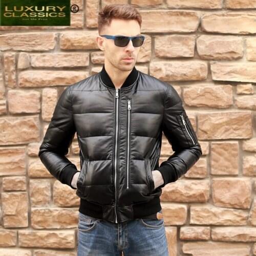 Real Leather Jacket 100% Mens Winter Sheepskin Duck Down Coat Men Clothes 2021 Korean Genuine Leather Jacket Hiver 1927