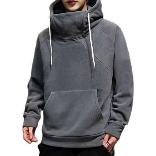 2021 Spring Autumn Men Hoodie Turtleneck Fleece Hooded Coat Casual Loose Fashion Youth Streetwear