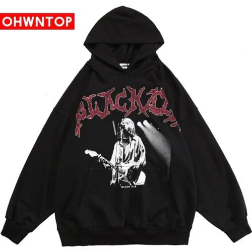 Men Autumn Punk Letter Printed Patchwork Hoodie Male Casual Hip Hop Hipster High Street Oversize Pullover Couple Streetwear Tops