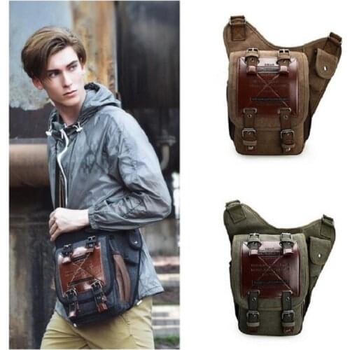 Mens Vintage Retro Canvas Leather Satchel Shoulder Bag Messenger Handbag Bags