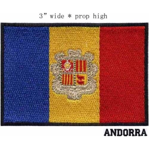 3" wide Andorra embroidery flag patch three stripes iron on backing on clothes