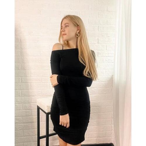 New Spring Dress Womens Black Long Sleeve Evening Dresses Women Autumn Skinny Slim Elastic Bodycon Sexy Evening Party Vestido