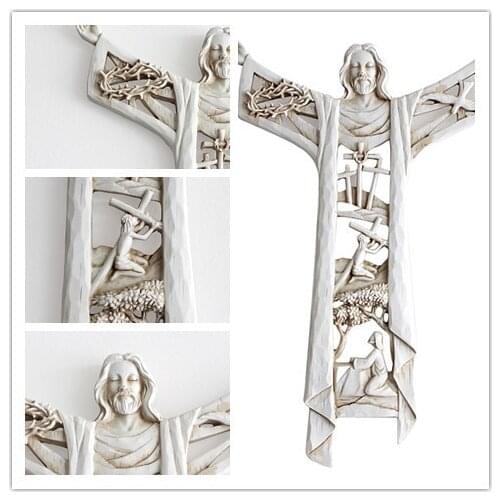 A Risen Christ Wall Cross Last Supper Resin Crafts Ornaments Jesus Wall Figurines Angel Statues Et Sculptures Islamic Пасха