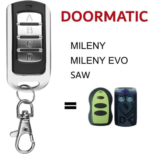 For DOORMATIC MILENY Gate Remote Control DOORMATIC MILENY-EVO Garage Door Opener 433MHz Fixed Rolling Code