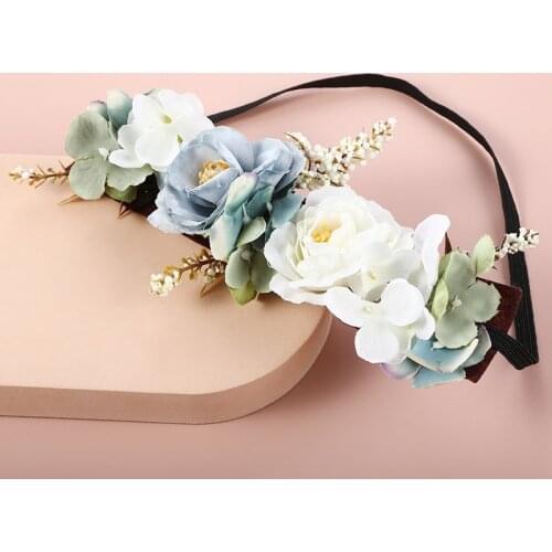 Romantic Flower Crown Hairband Elastic Floral Head Wreath Photo Props Women Girls Hair Accessories Travel Beach Wedding Decorate