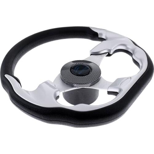 MagiDeal 310mm Aluminum Alloy D Shape Marine Boat Steering Wheel 3/4' Key Way Tapered for Canoe Kayak Fishing Boat Parts Accce