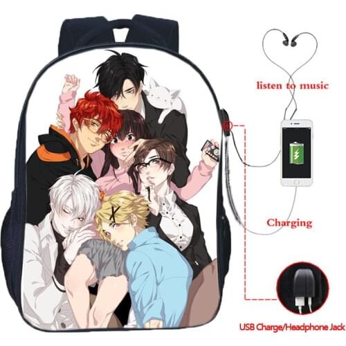 Mystic Messenger Backpack For Boys Girls School Bags USB Charging Backpacks Men Laptop Knapsack Women Travel Shoulder Mochila