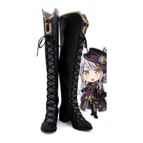 Bang Dream Minato Yukina Long Black Cosplay Boots Shoes Christmas Halloween Party Custom Made for Adult Women Shoes Accessories