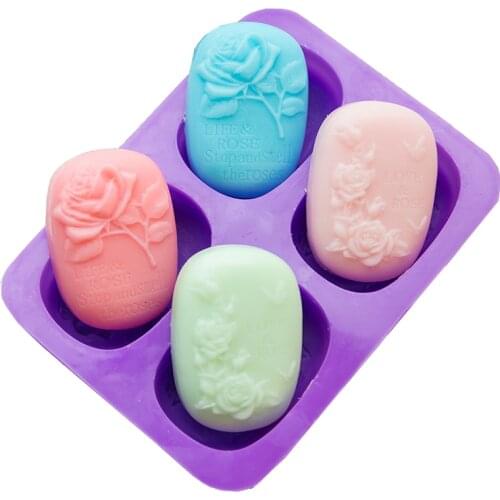 4 cavity Rose Flower Silicone Soap Molds Love Rose Shape handmade Soap Making Chocolate Aroma Moulds Cake Decorating Baking tool