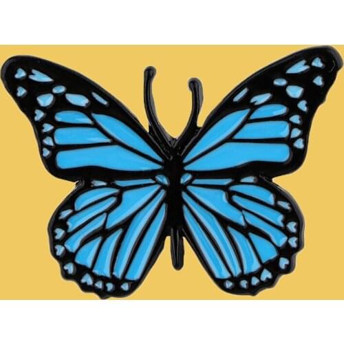 SP1799 Blue Butterfly Cartoon Enamel Pins Cute Brooch Pin Bag Clothes Lapel Pin Gothic Badge Jewelry Gift for Kids Friends