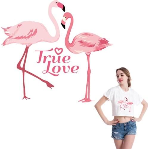 Flamingo Iron on Transfer Patches for Clothing Thermal Stickers on Clothes Cartoon Animal Patch Girls Clothing Appliques Badges